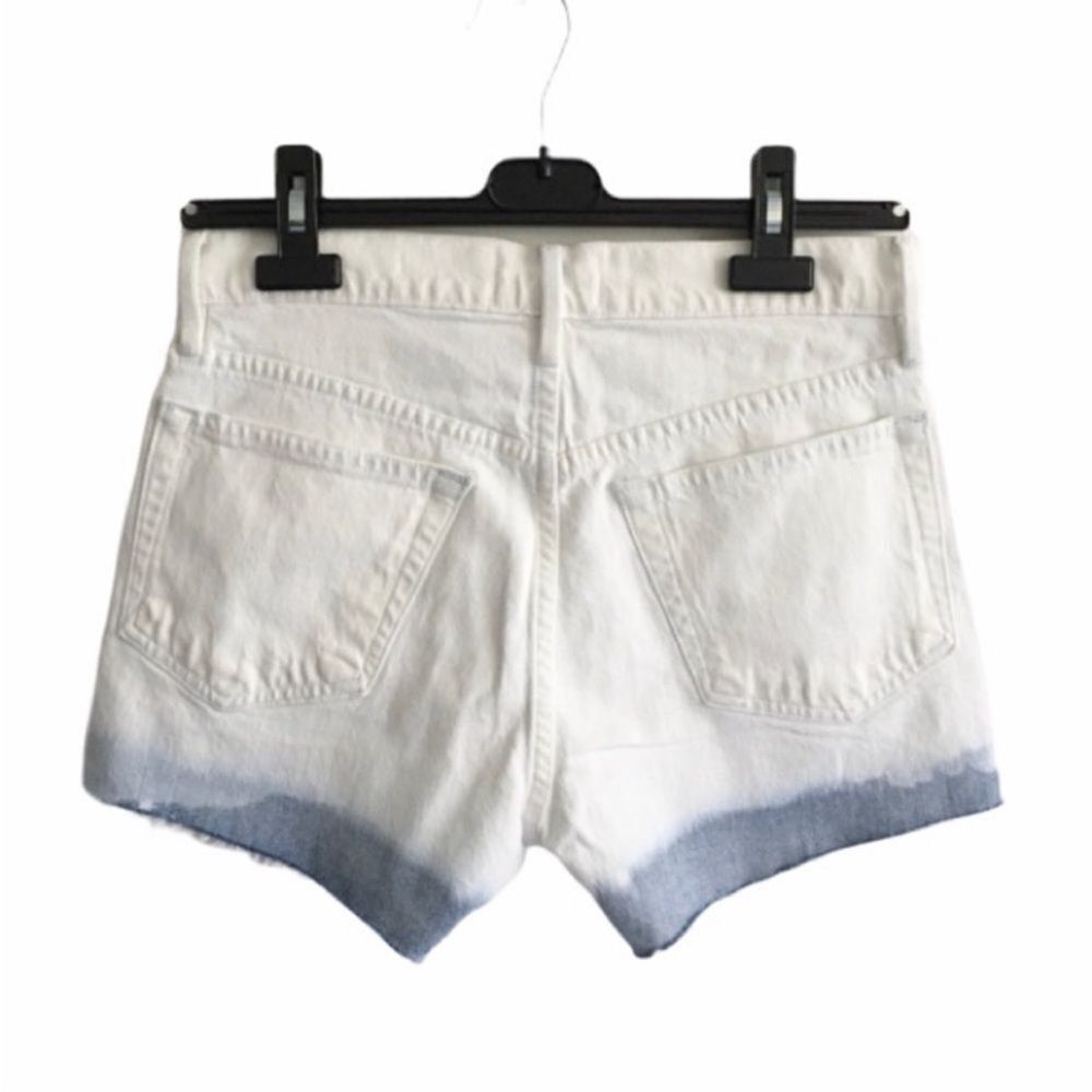 FRAME DENIM High Waist Dip Dye Jean Shorts White Blue 26